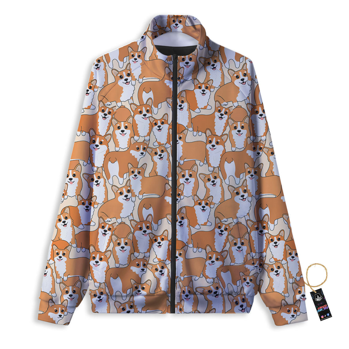 Little Corgi Print Pattern Track Jacket-grizzshop