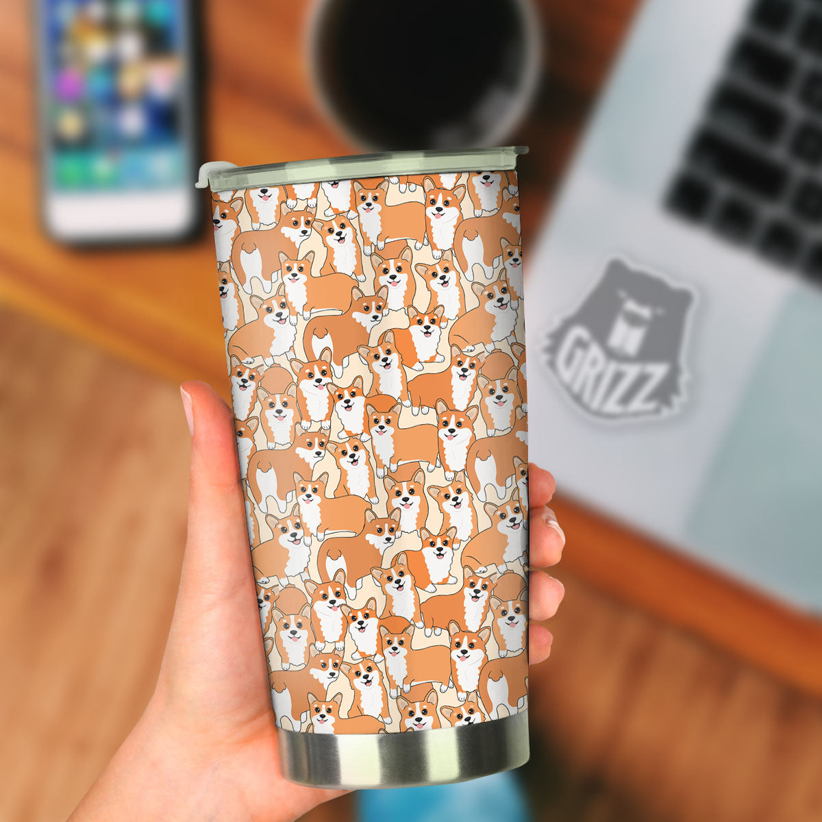 Little Corgi Print Pattern Tumbler-grizzshop