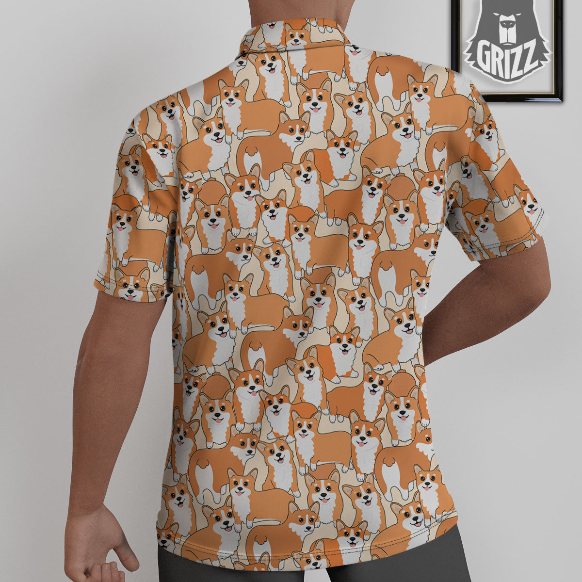 Little Corgi Print Pattern Untucked Shirts-grizzshop