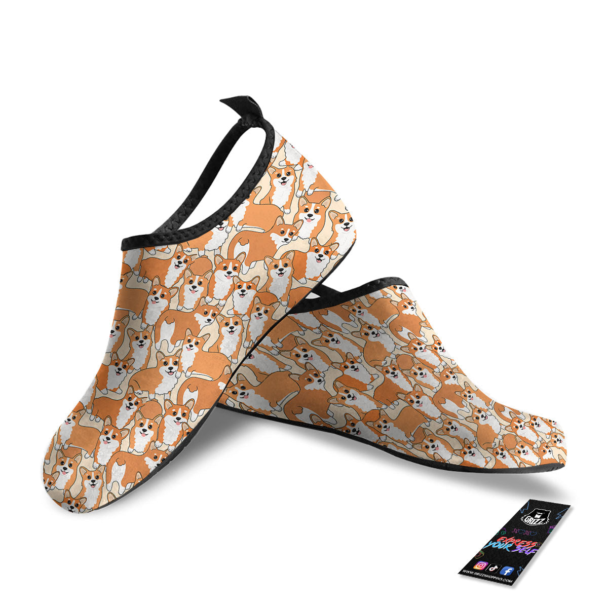 Little Corgi Print Pattern Water Shoes-grizzshop