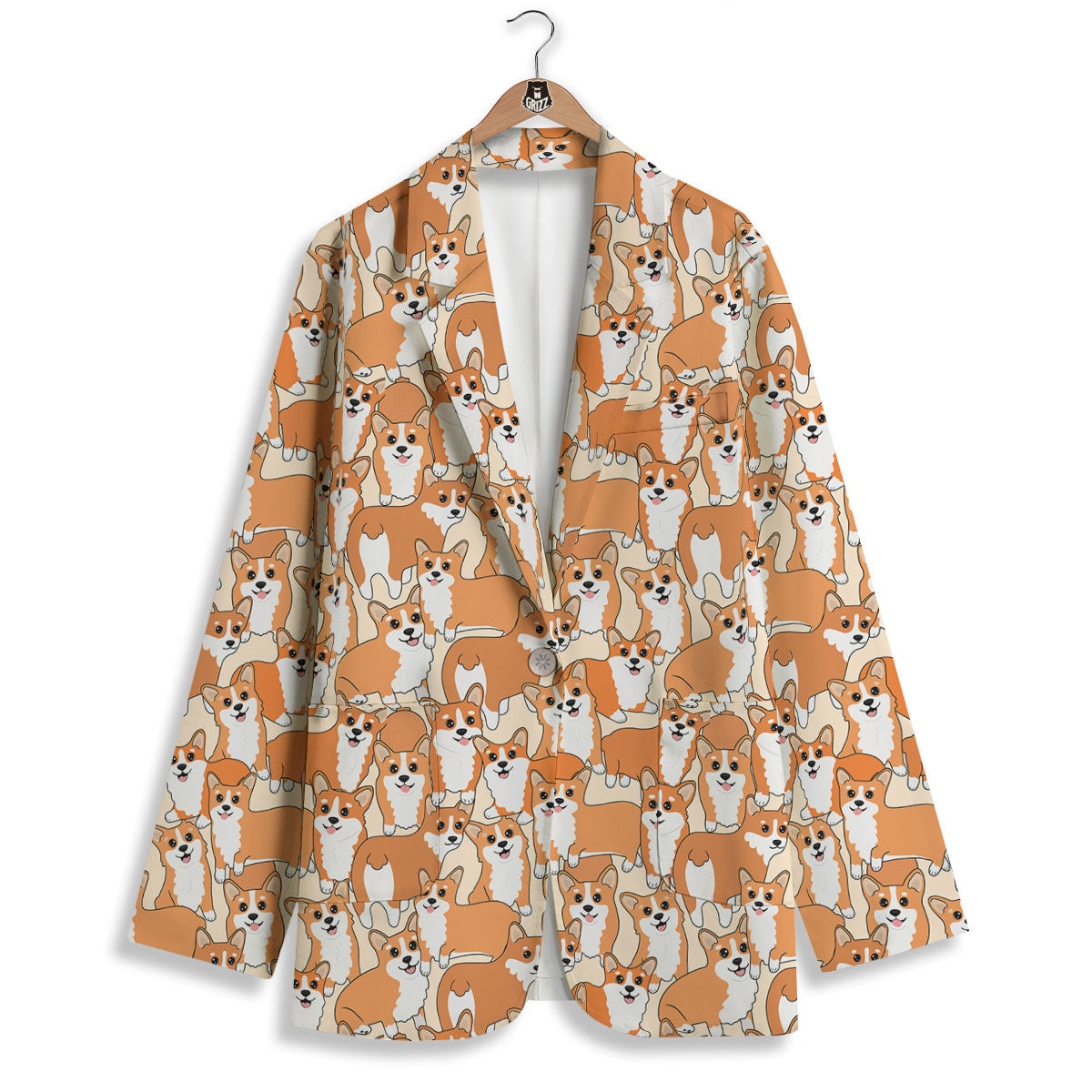 Little Corgi Print Pattern Women's Blazer-grizzshop
