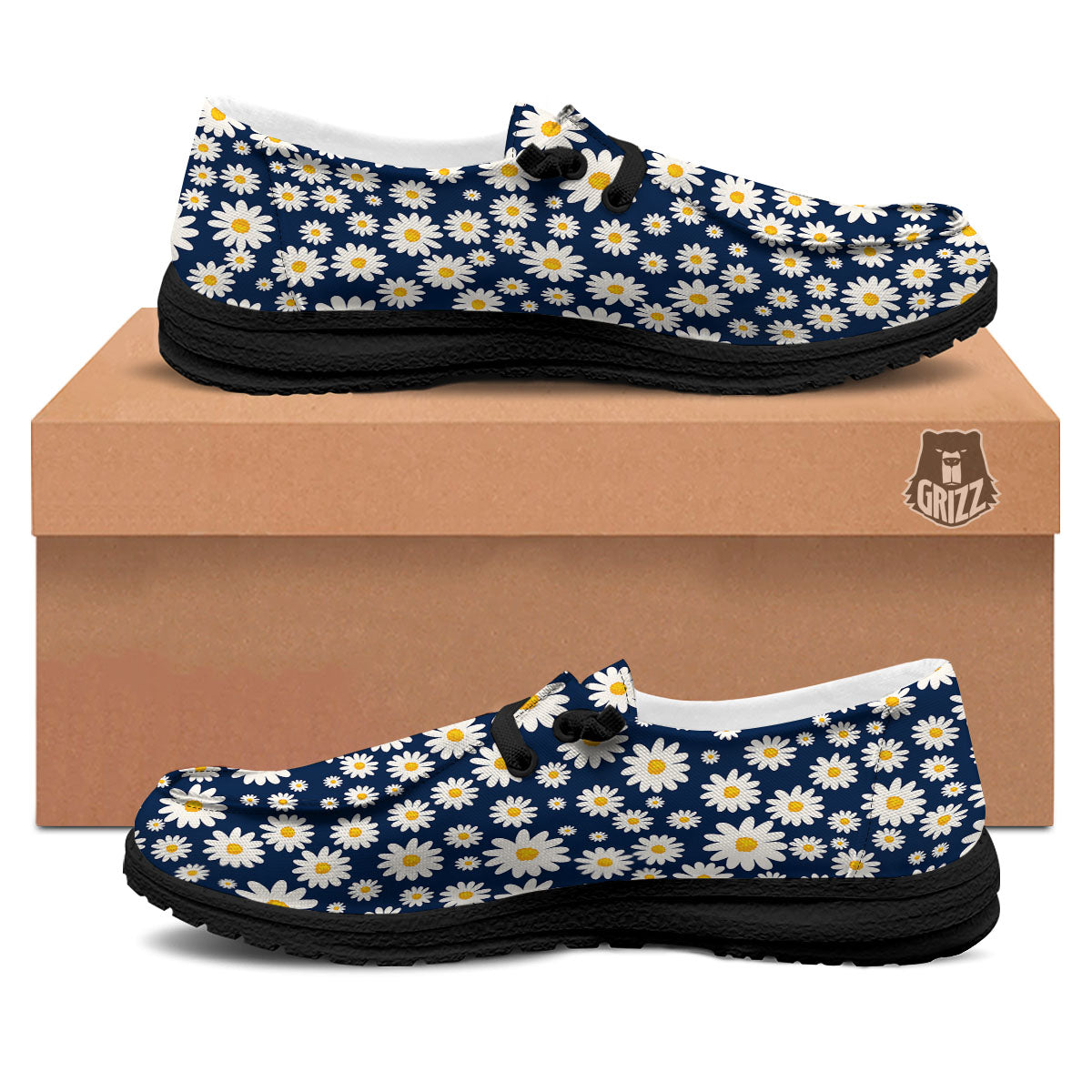 Little Daisy Daisy Print Black Loafers-grizzshop