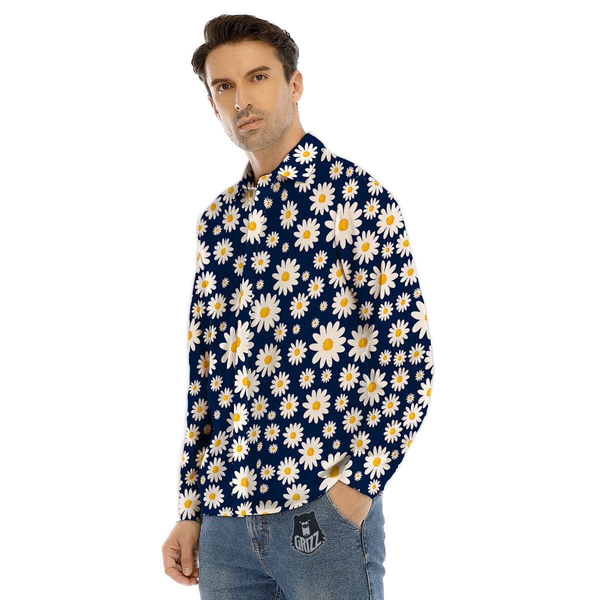 Little Daisy Daisy Print Men's Dress Shirts-grizzshop