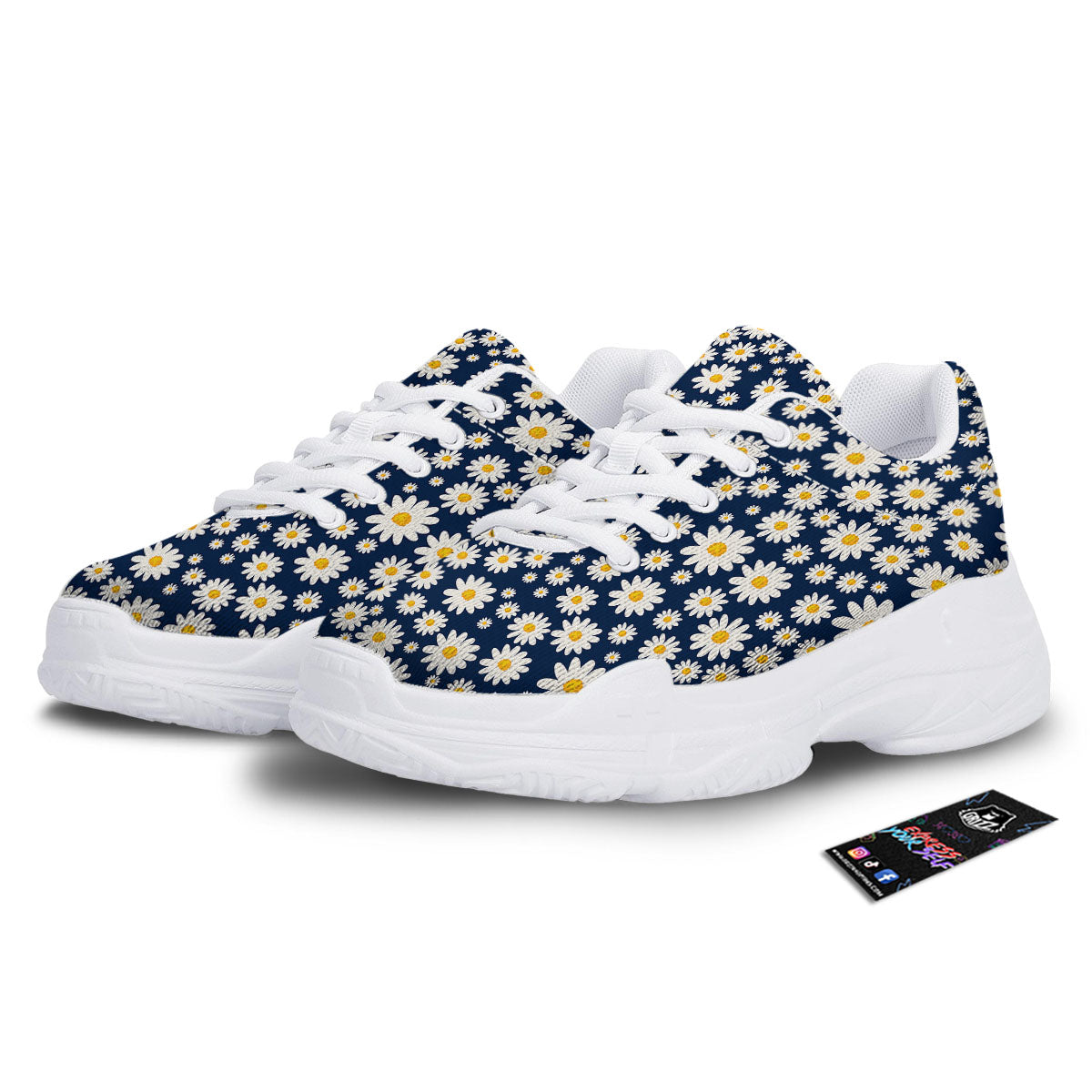 Little Daisy Daisy Print White Chunky Shoes-grizzshop
