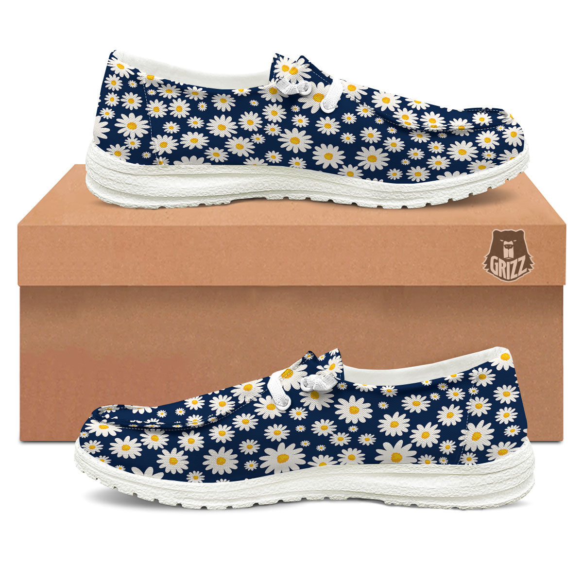 Little Daisy Daisy Print White Loafers-grizzshop