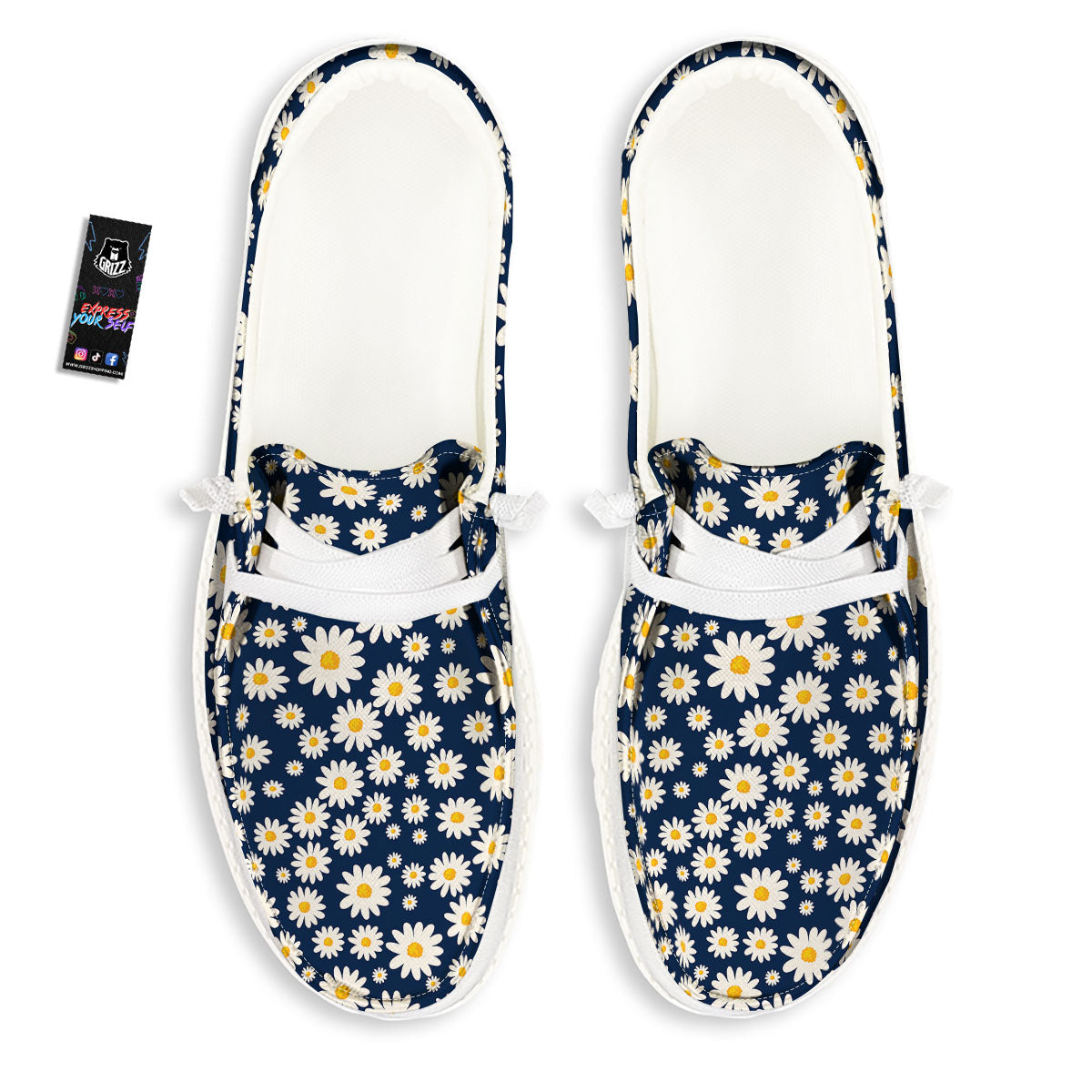 Little Daisy Daisy Print White Loafers-grizzshop