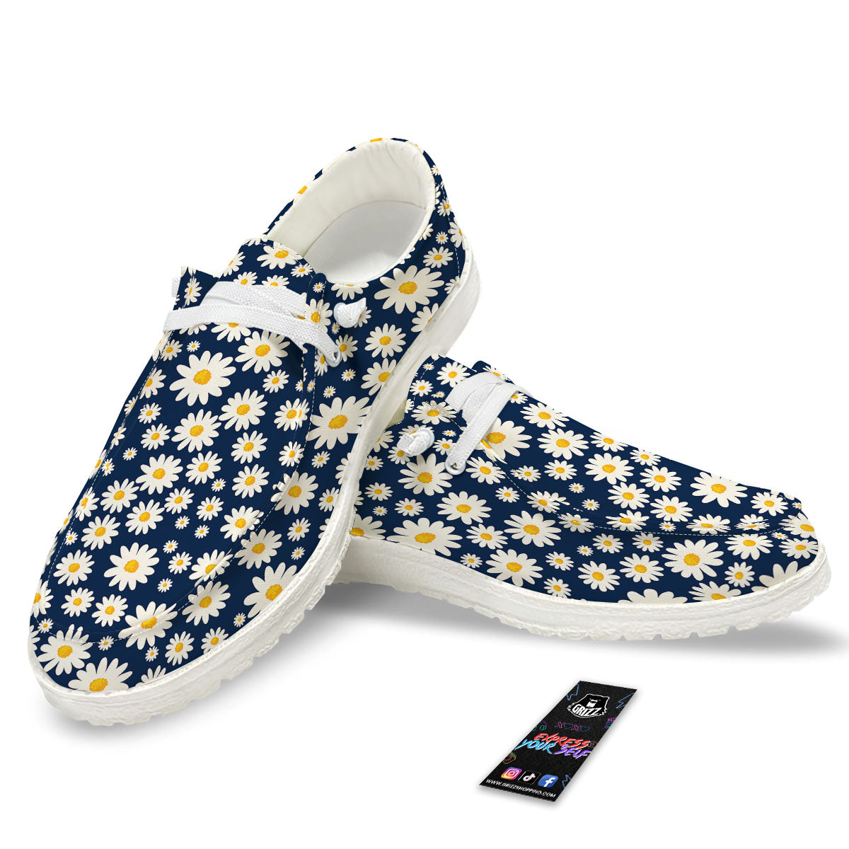 Little Daisy Daisy Print White Loafers-grizzshop