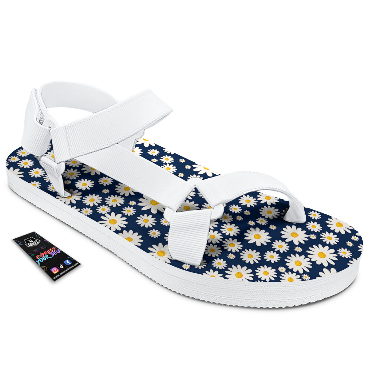 Little Daisy Daisy Print White Open Toe Sandals-grizzshop