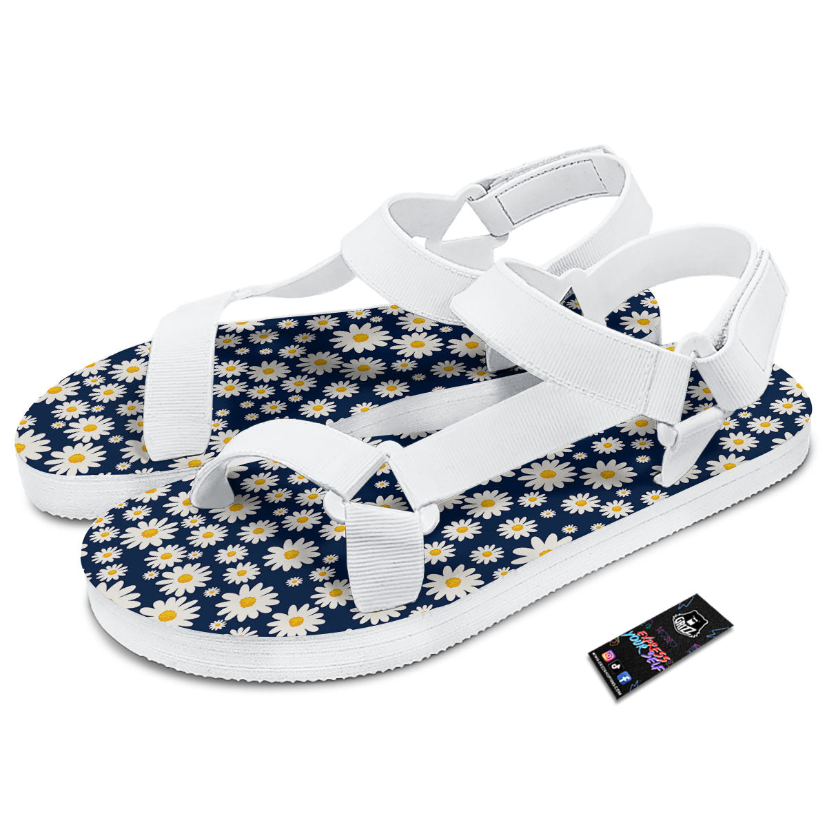 Little Daisy Daisy Print White Open Toe Sandals-grizzshop