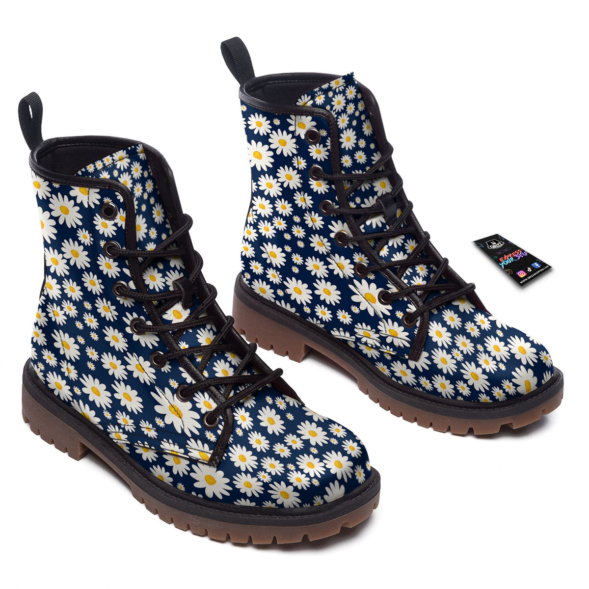 Little Daisy Daisy Print Work Boots-grizzshop