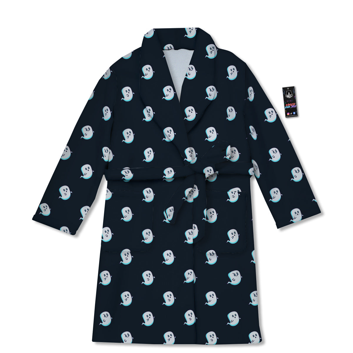 Little Ghost Cute Print Pattern Bathrobe-grizzshop