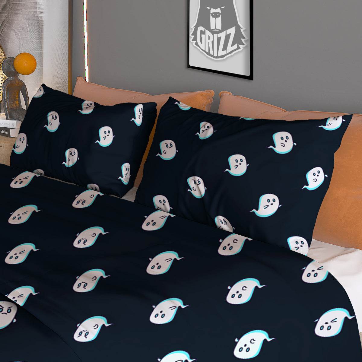 Little Ghost Cute Print Pattern Duvet Cover Bedding Set