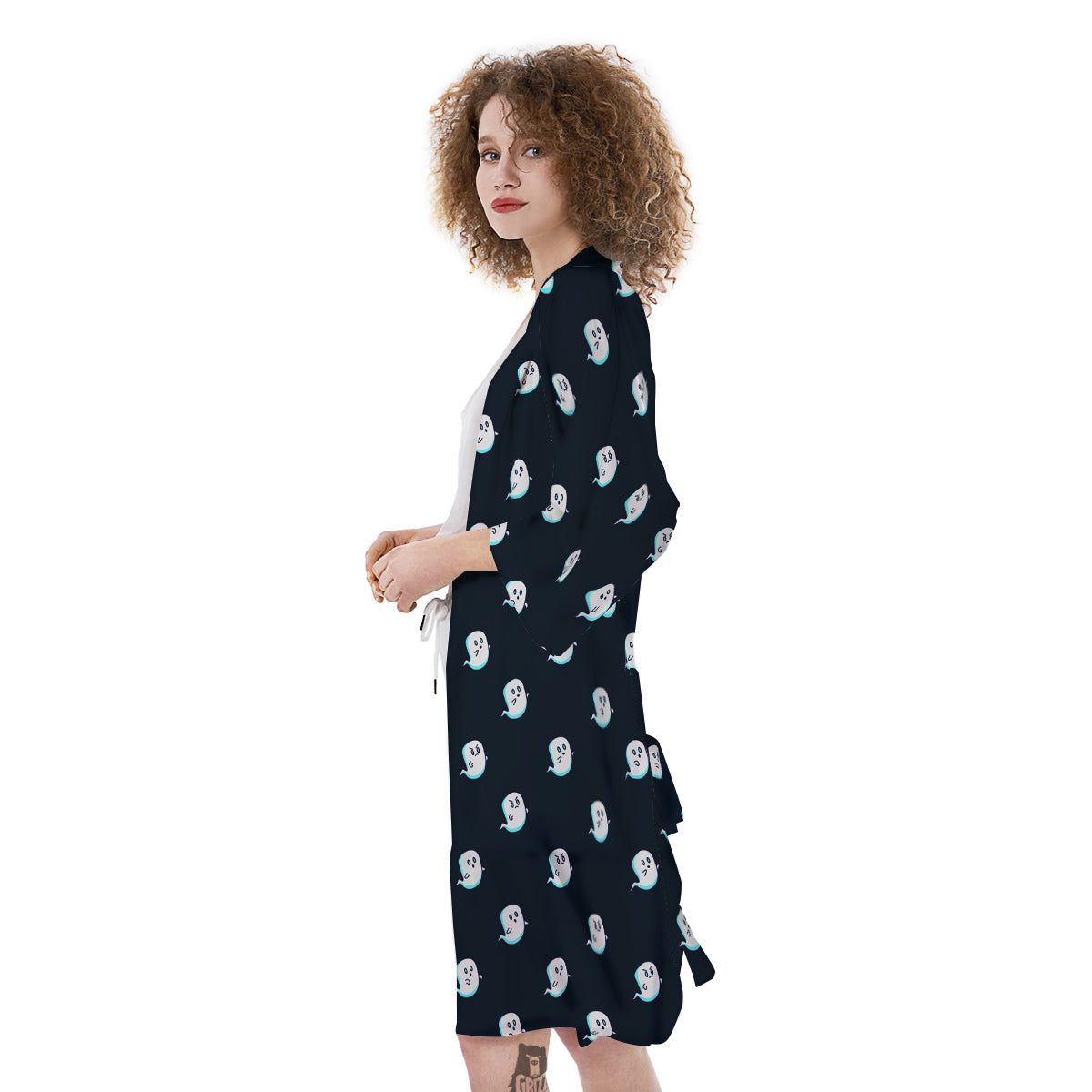 Little Ghost Cute Print Pattern Kimono-grizzshop