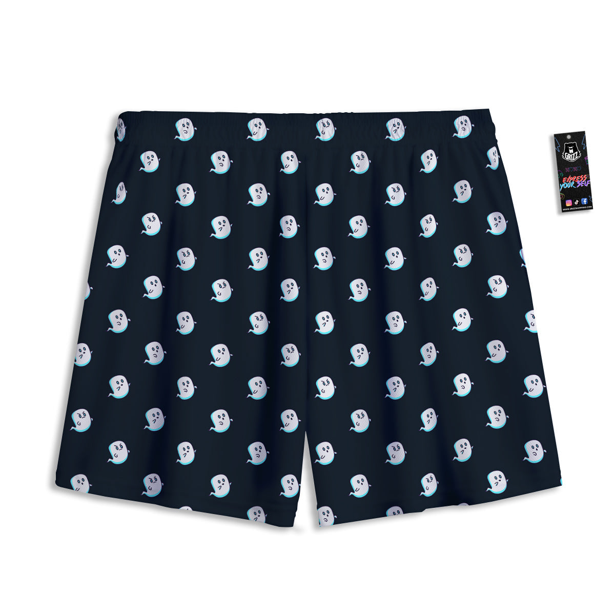 Little Ghost Cute Print Pattern Mesh Shorts