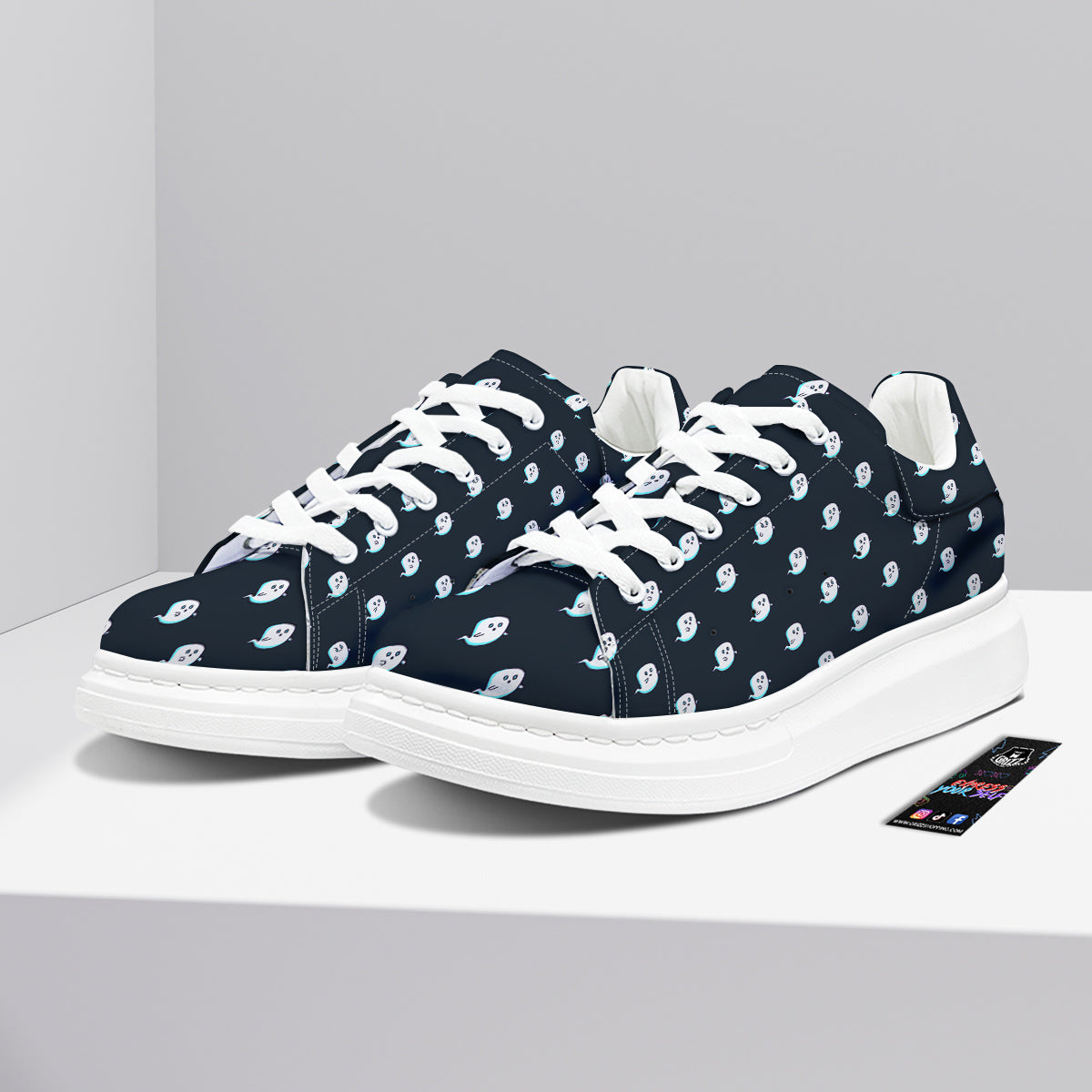Little Ghost Cute Print Pattern Platform Shoes-grizzshop