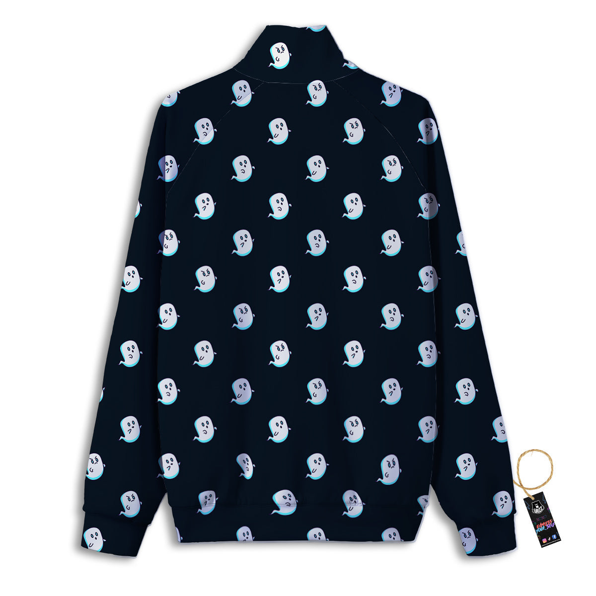 Little Ghost Cute Print Pattern Track Jacket-grizzshop
