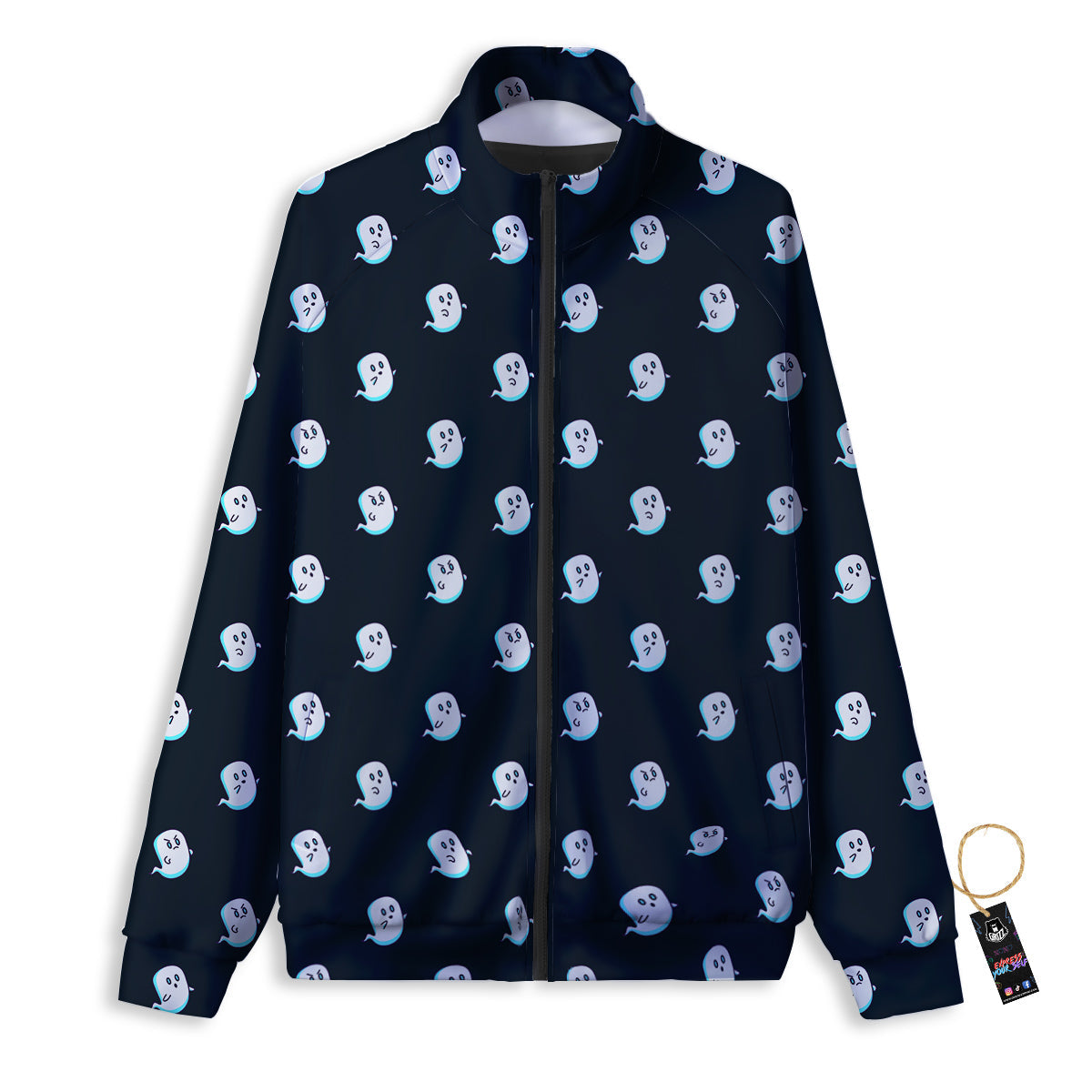 Little Ghost Cute Print Pattern Track Jacket-grizzshop
