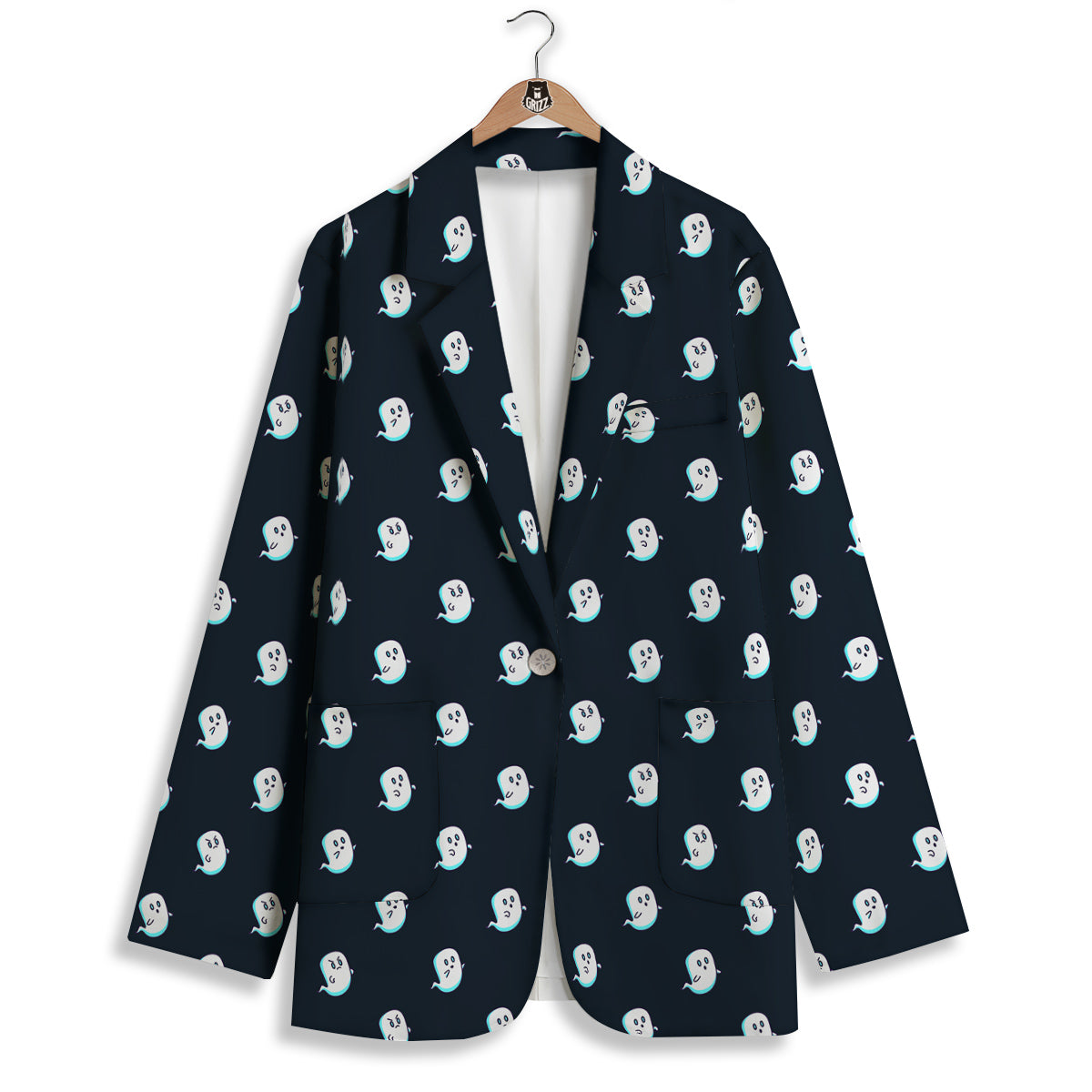Little Ghost Cute Print Pattern Women's Blazer-grizzshop
