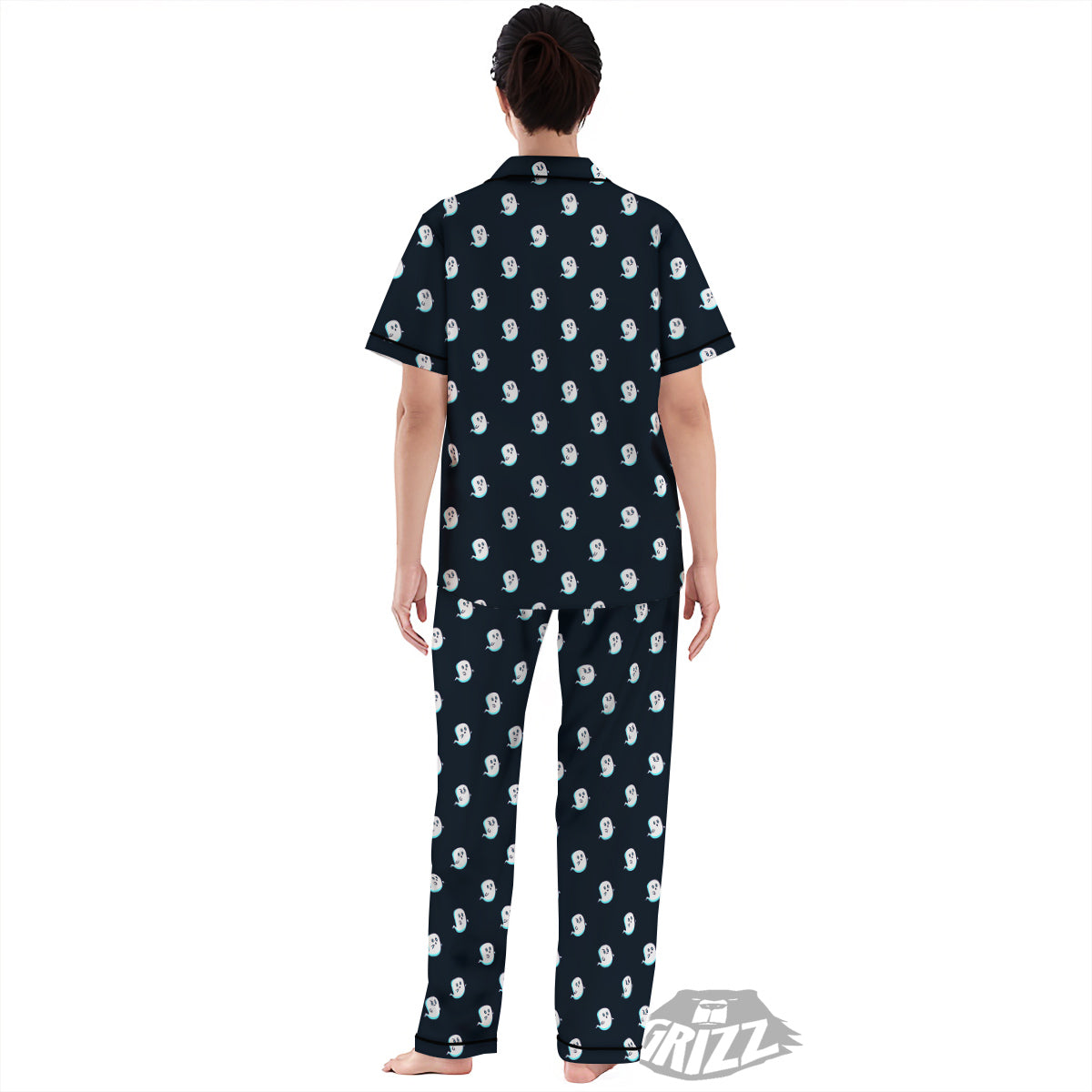 Little Ghost Cute Print Pattern Women's Pajamas Set-grizzshop