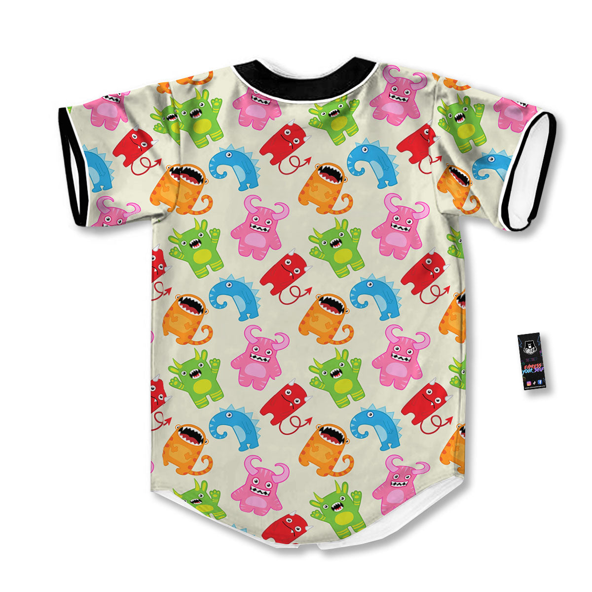Little Monster Print Pattern Baseball Jersey-grizzshop