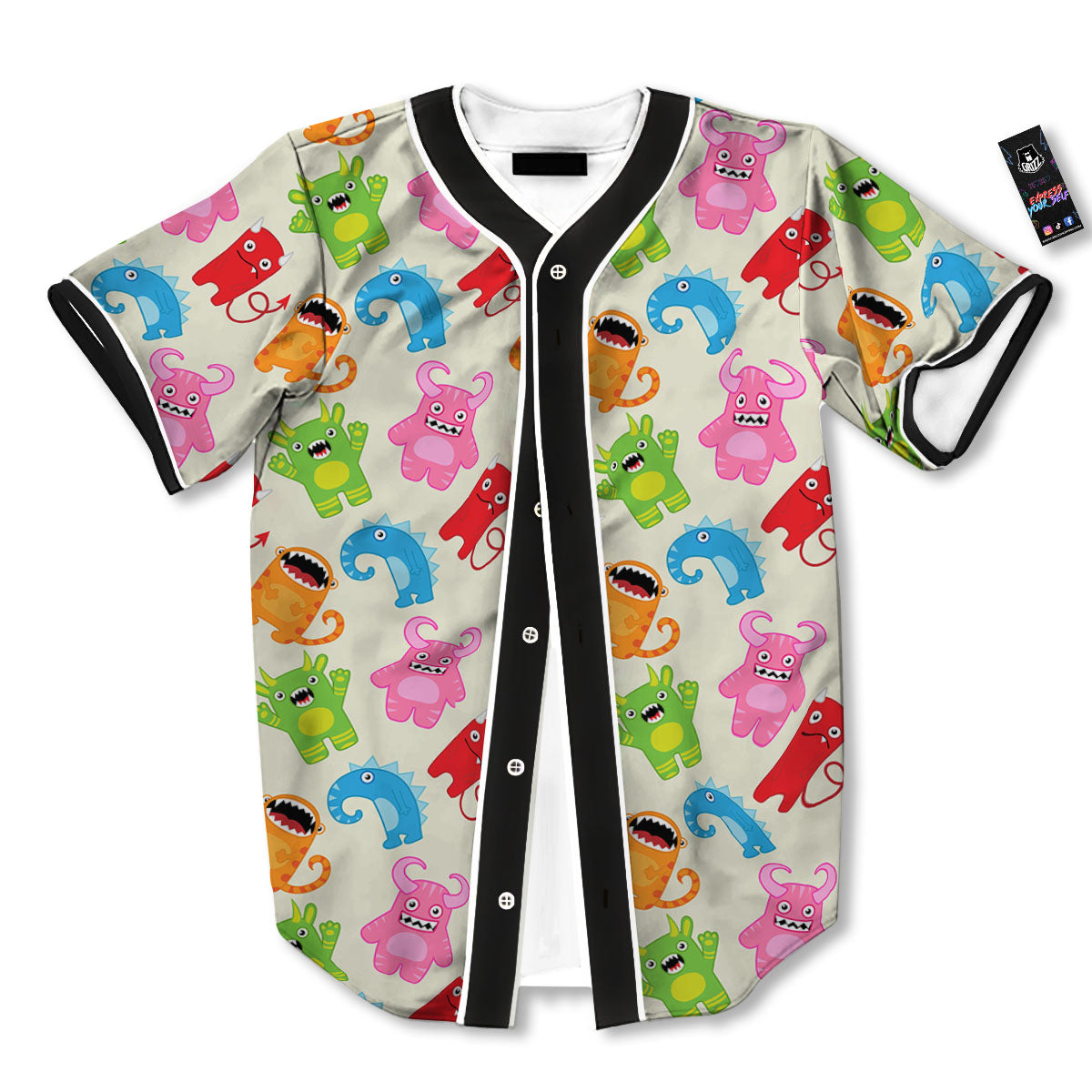 Little Monster Print Pattern Baseball Jersey-grizzshop
