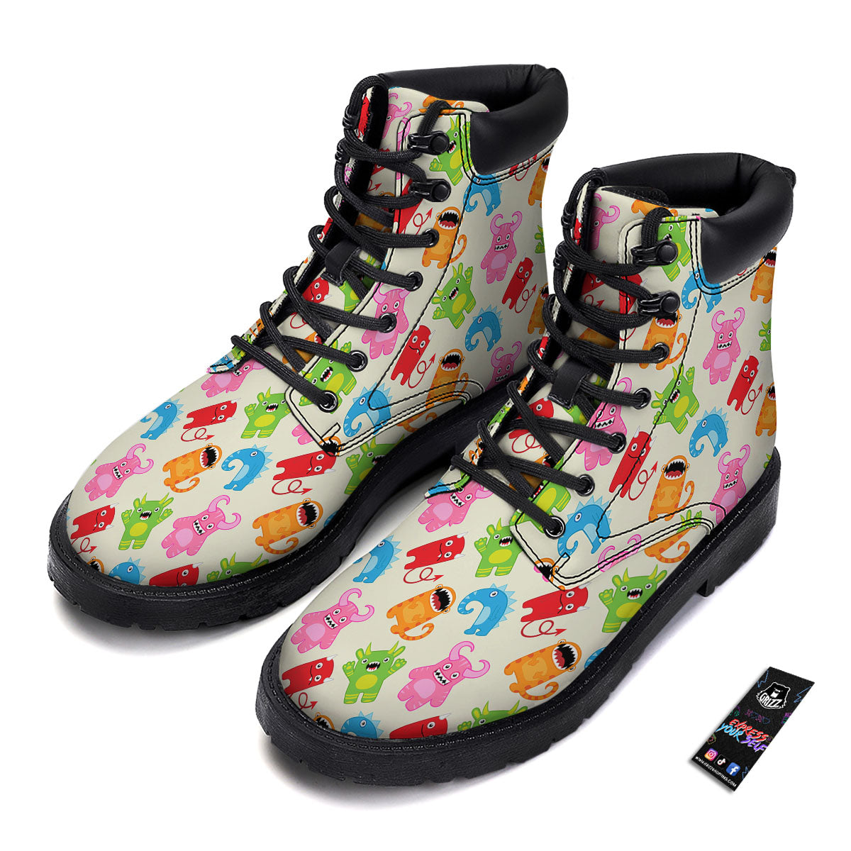 Little Monster Print Pattern Boots-grizzshop