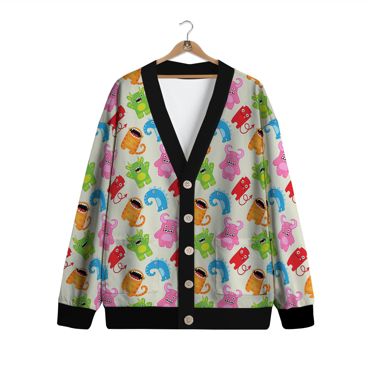 Little Monster Print Pattern Cardigan-grizzshop