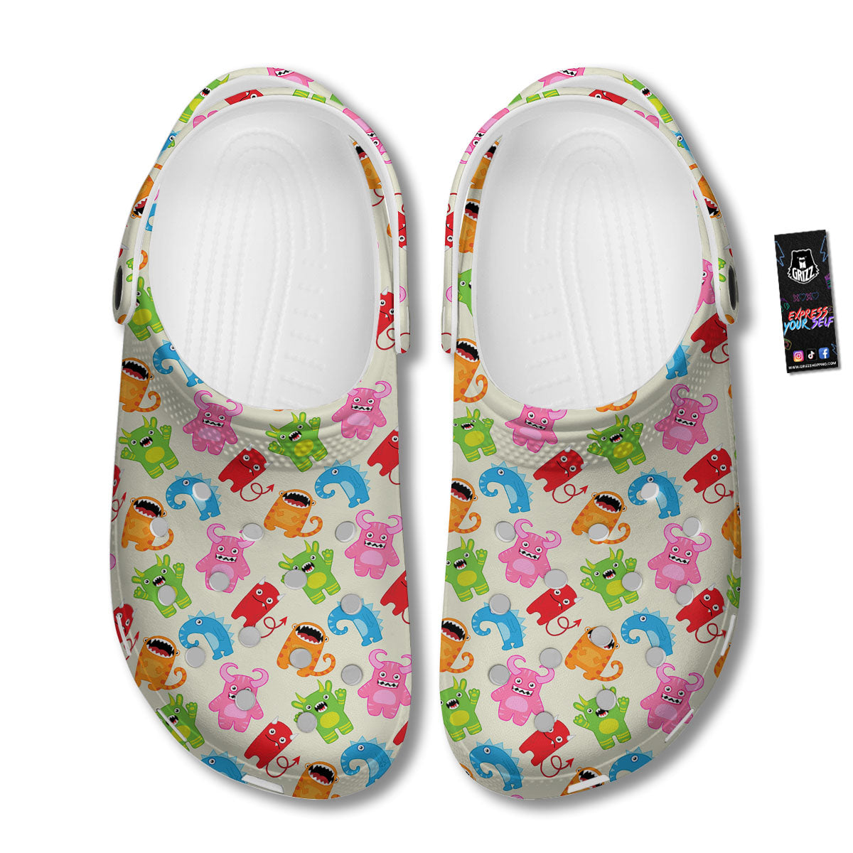 Little Monster Print Pattern Clog-grizzshop