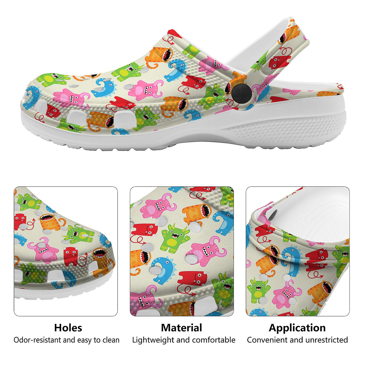 Little Monster Print Pattern Clog-grizzshop