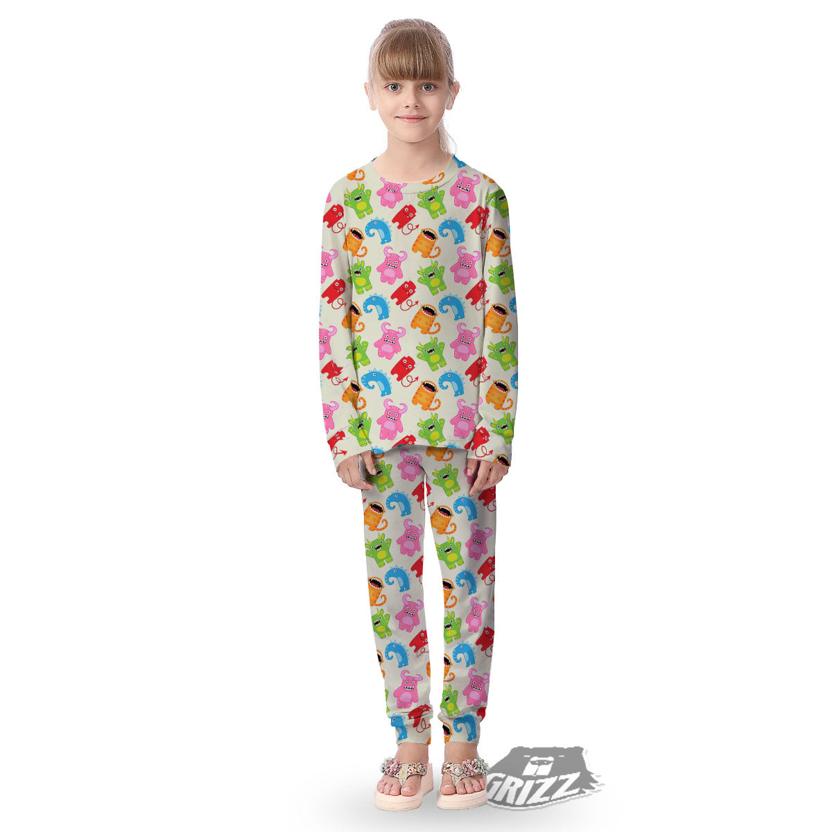 Little Monster Print Pattern Kid's Pajamas-grizzshop