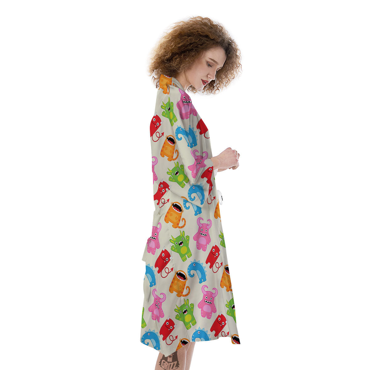Little Monster Print Pattern Kimono-grizzshop