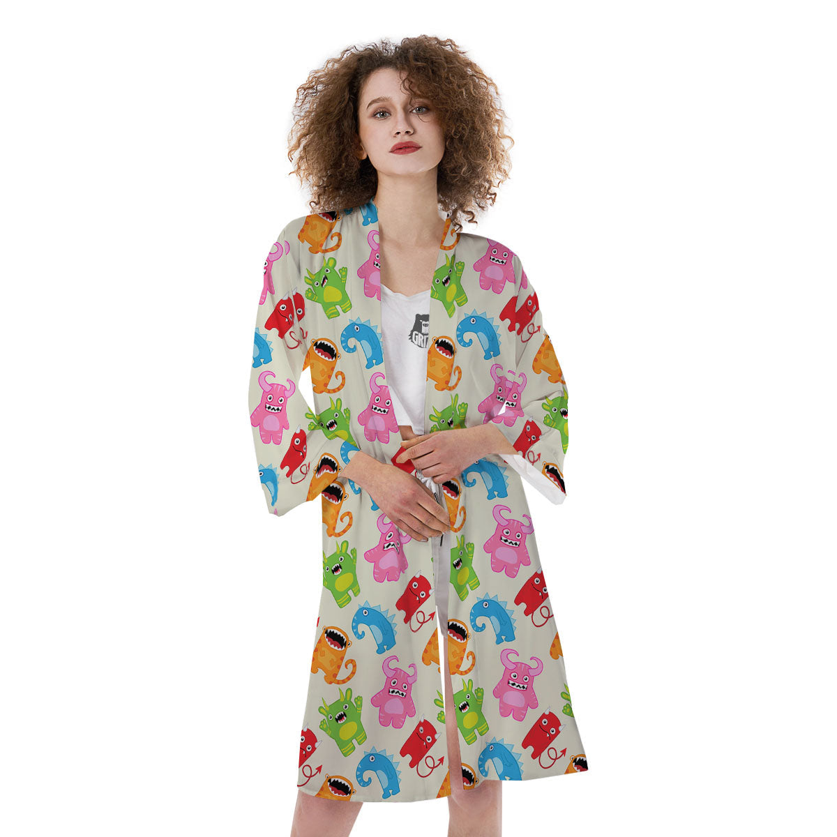 Little Monster Print Pattern Kimono-grizzshop