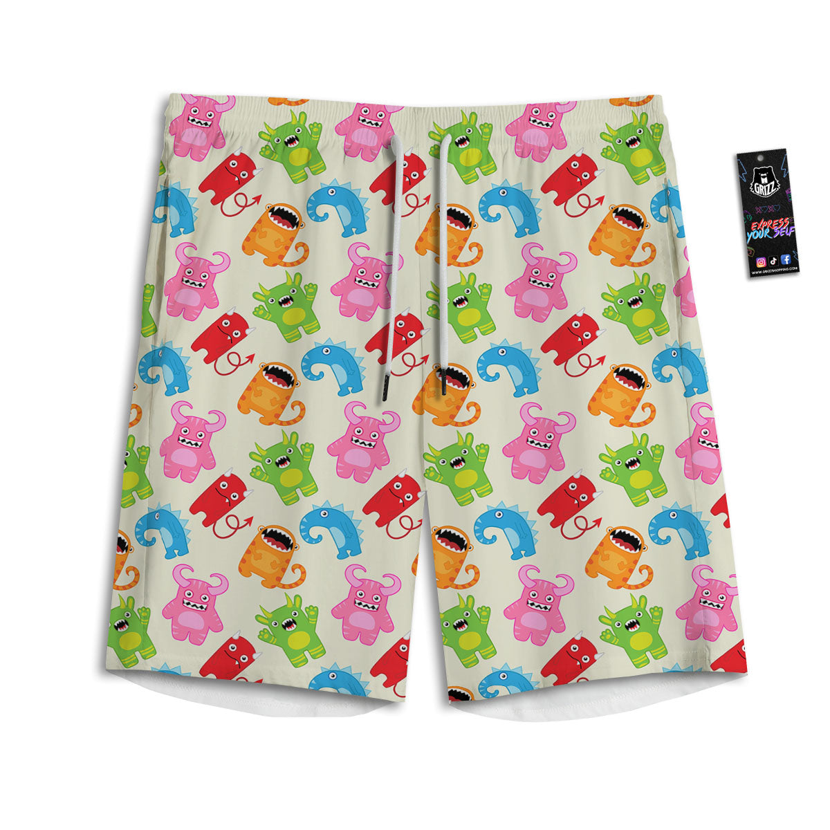 Little Monster Print Pattern Men's Athletic Shorts