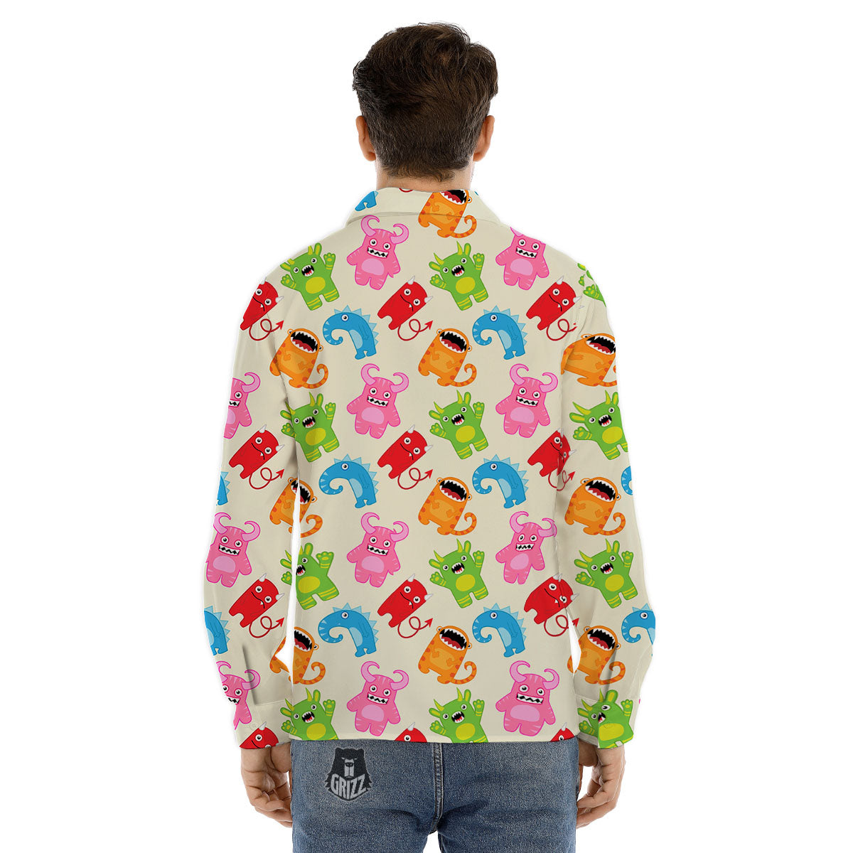 Little Monster Print Pattern Men's Dress Shirts-grizzshop