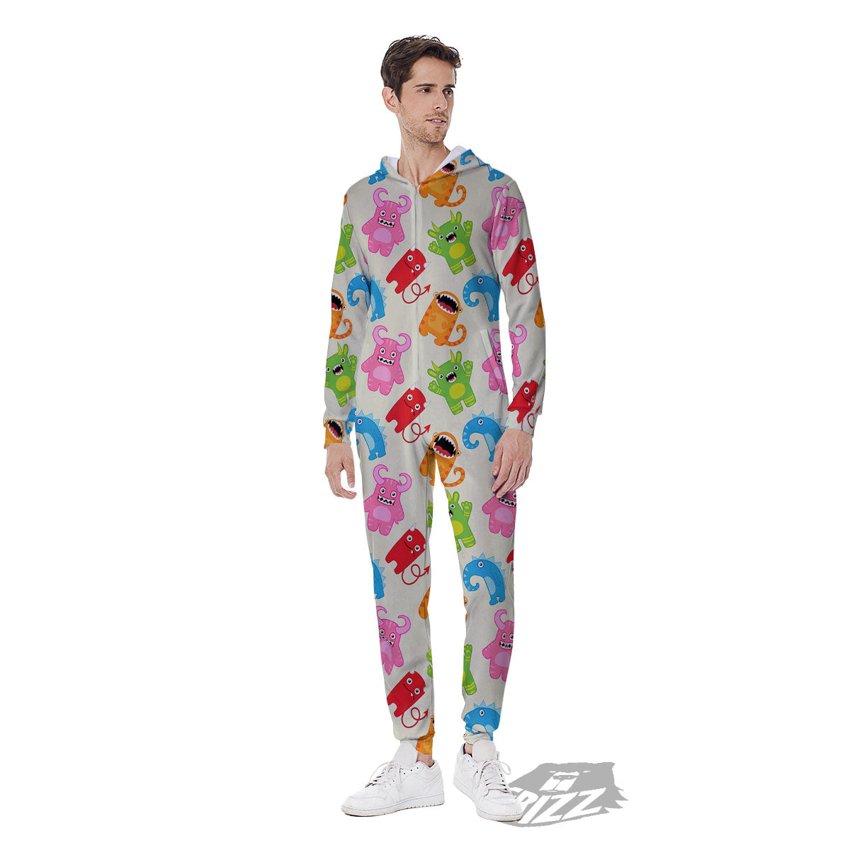 Little Monster Print Pattern Men's Jumpsuit-grizzshop