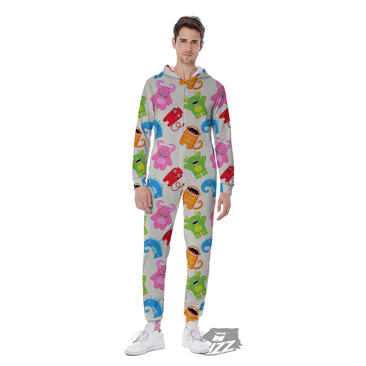 Little Monster Print Pattern Men's Jumpsuit-grizzshop