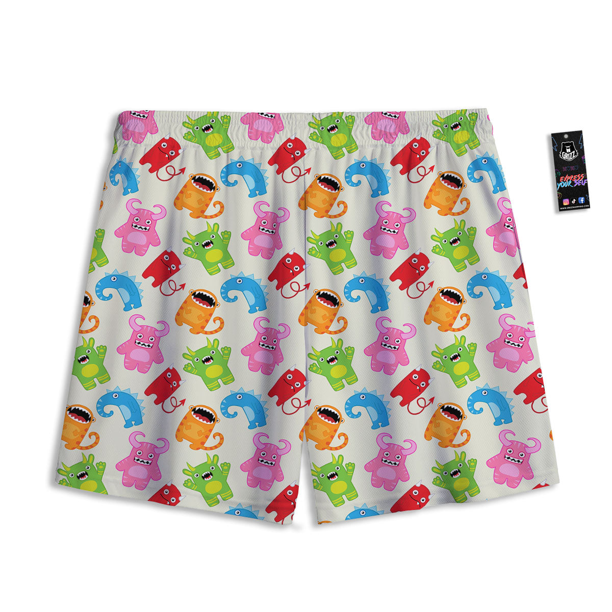 Little Monster Print Pattern Mesh Shorts
