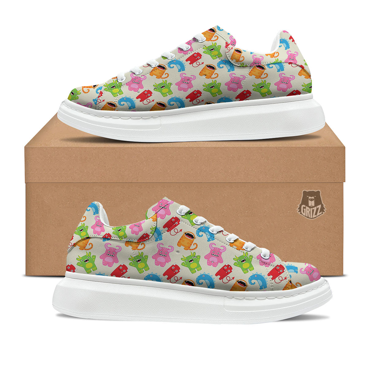 Little Monster Print Pattern Platform Shoes-grizzshop