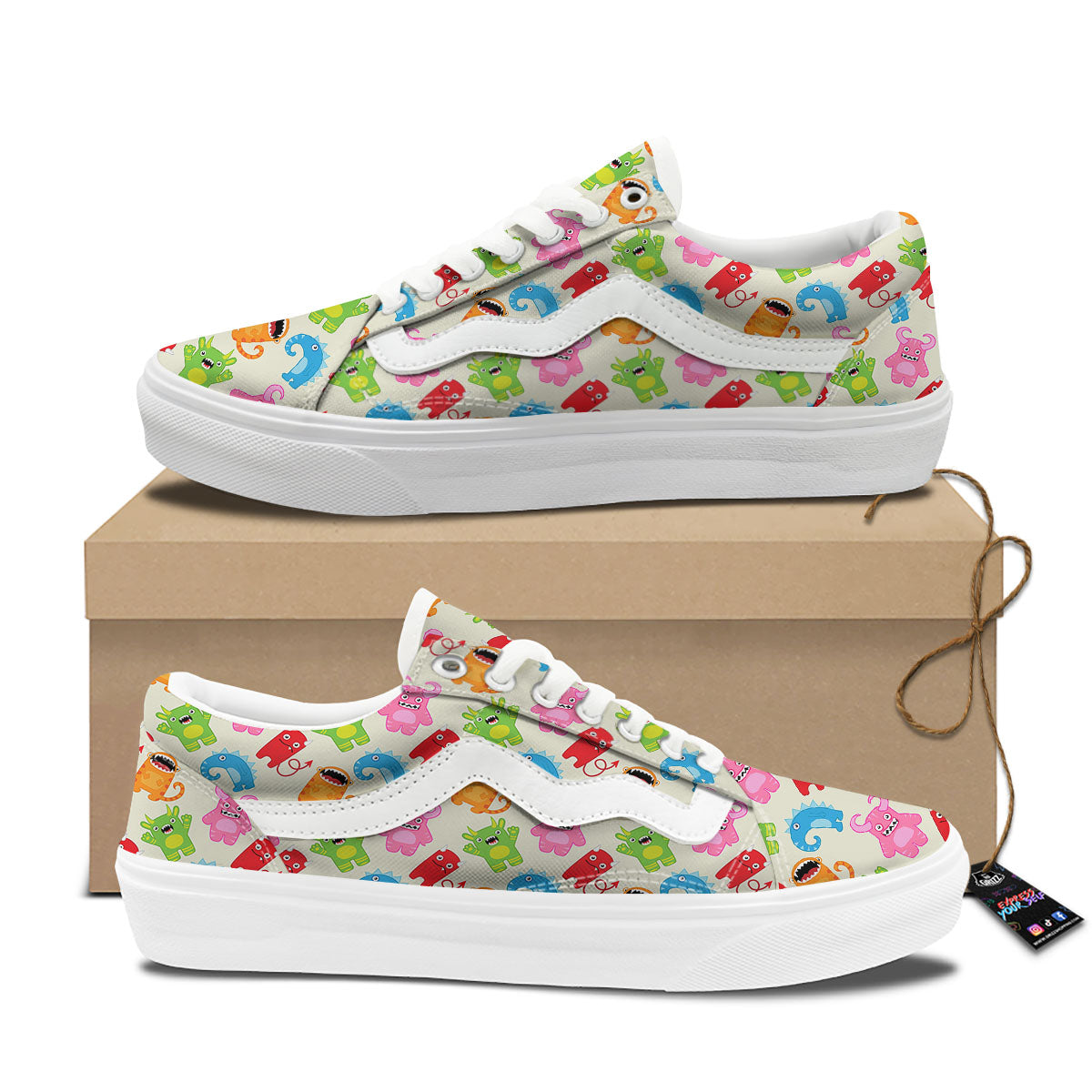 Little Monster Print Pattern Skate Shoes-grizzshop