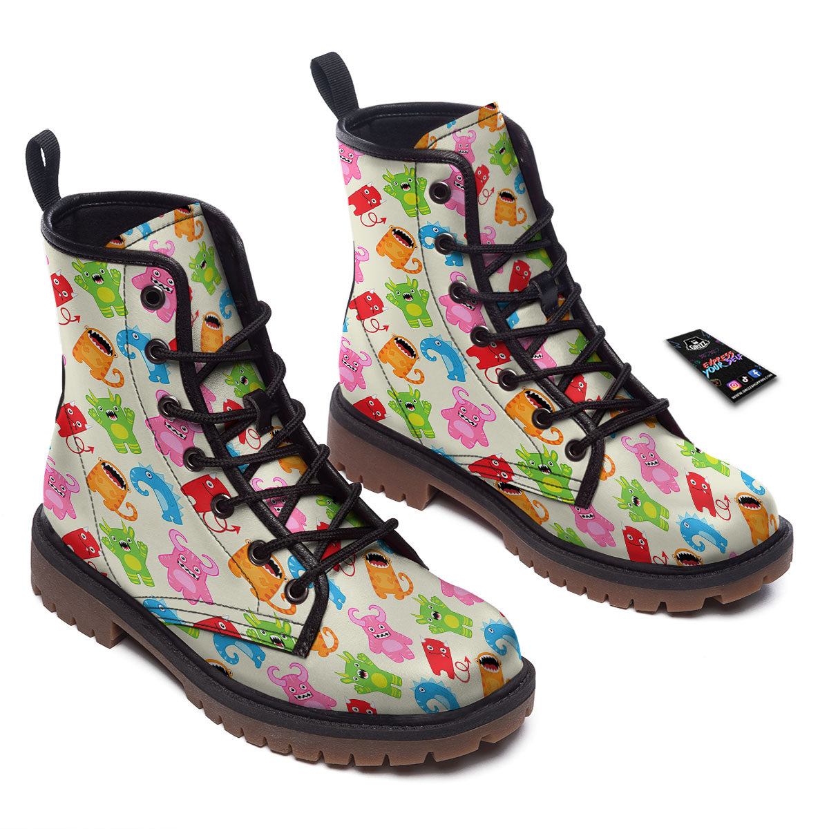 Little Monster Print Pattern Work Boots-grizzshop