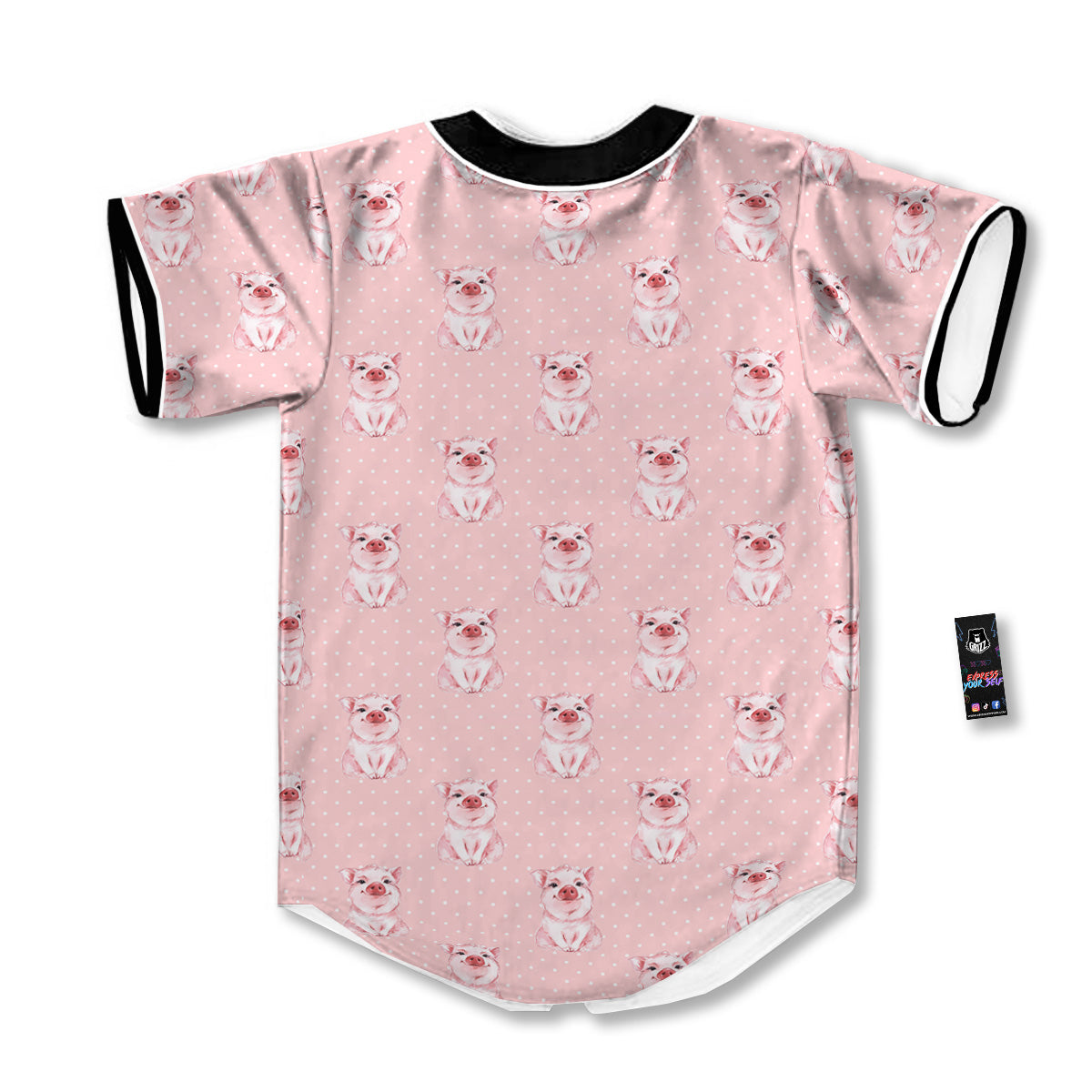 Little Pig And White Dots Print Pattern Baseball Jersey-grizzshop