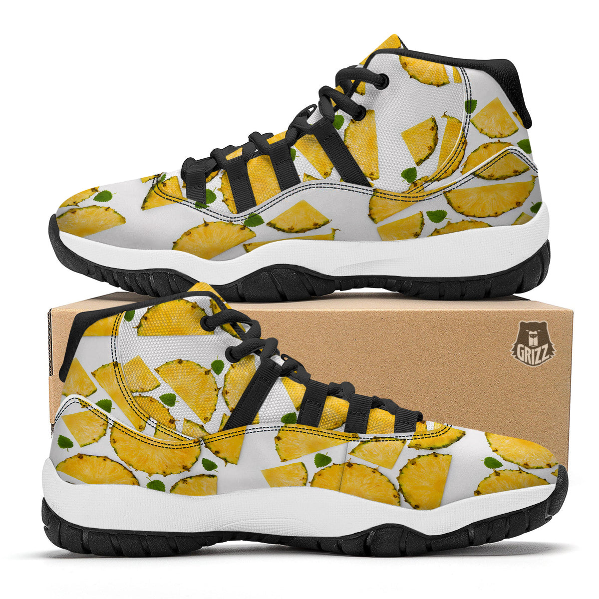 Little Pig And White Dots Print Pattern Black Bball Shoes-grizzshop