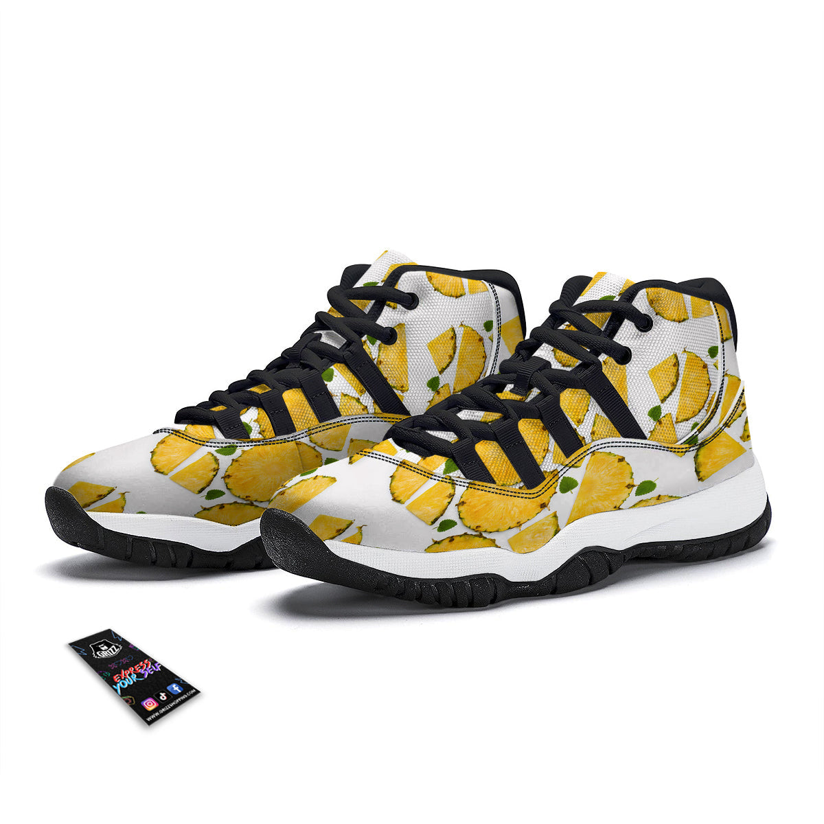 Little Pig And White Dots Print Pattern Black Bball Shoes-grizzshop