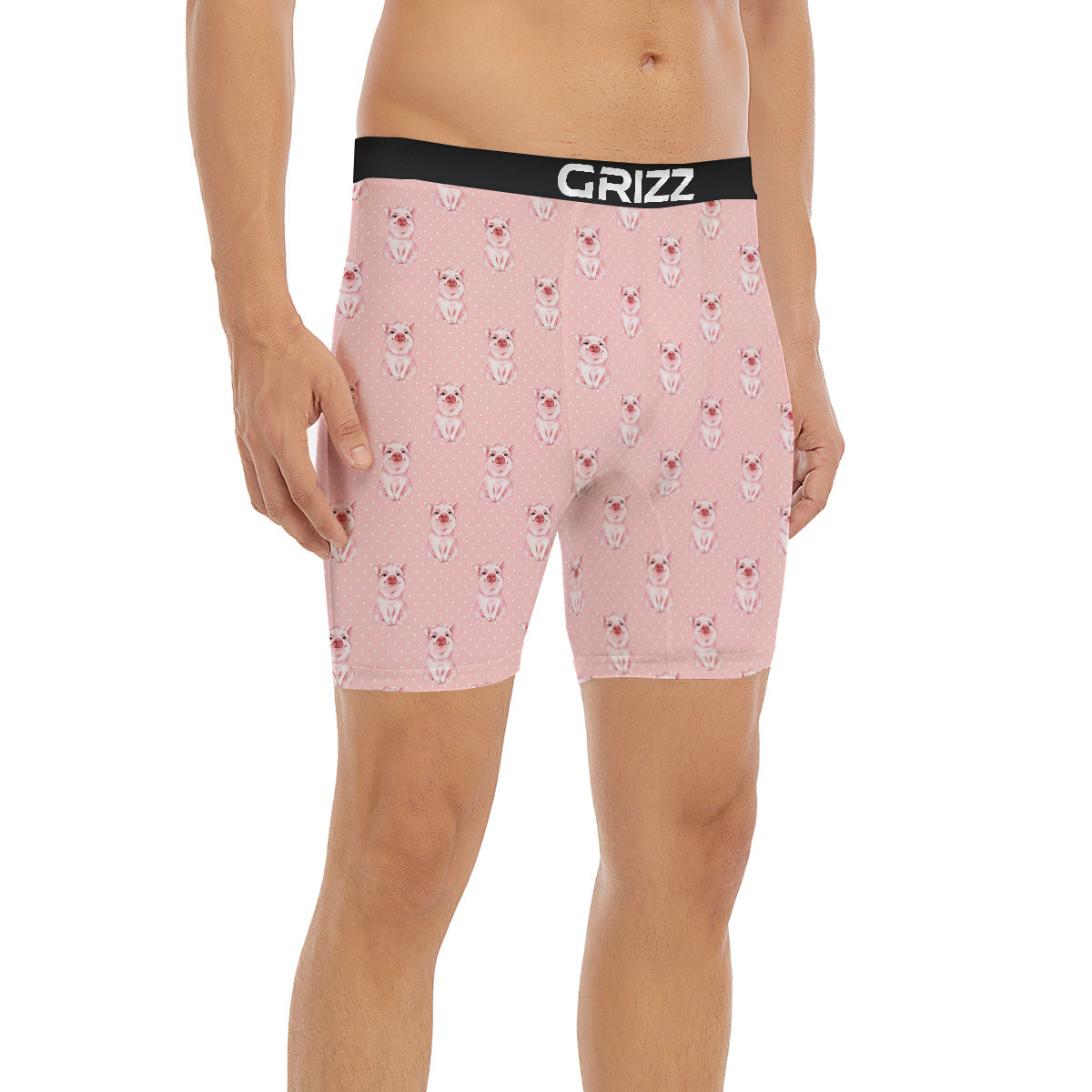 Little Pig And White Dots Print Pattern Boxer Briefs-grizzshop