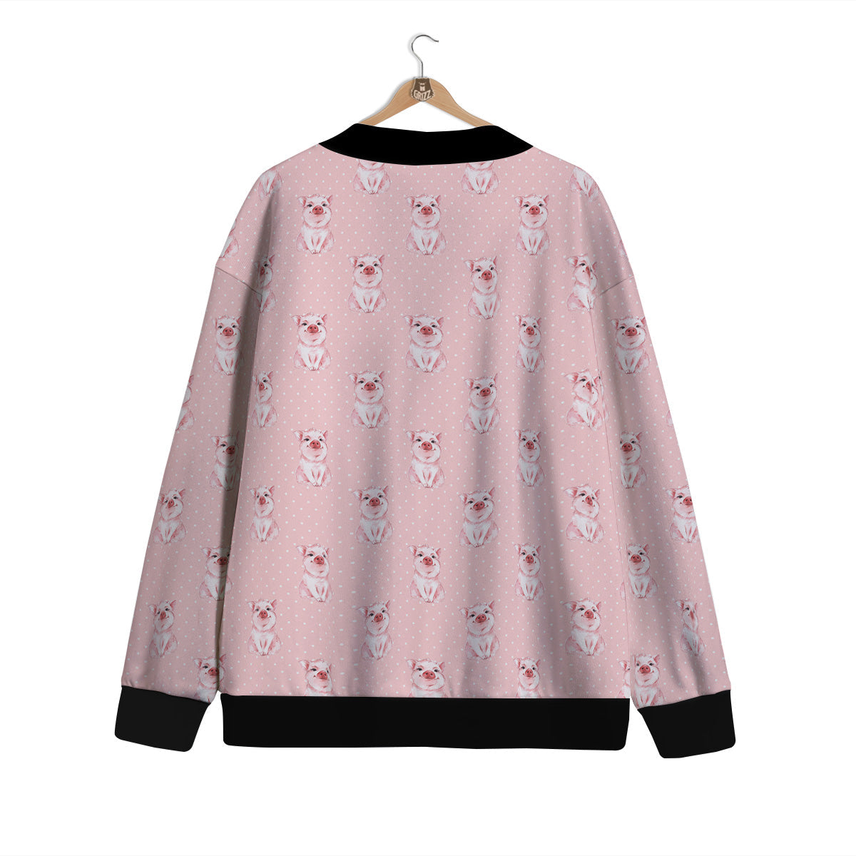 Little Pig And White Dots Print Pattern Cardigan-grizzshop