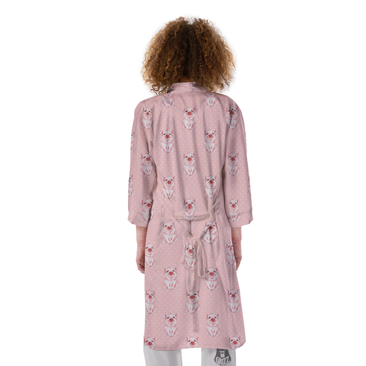 Little Pig And White Dots Print Pattern Kimono-grizzshop