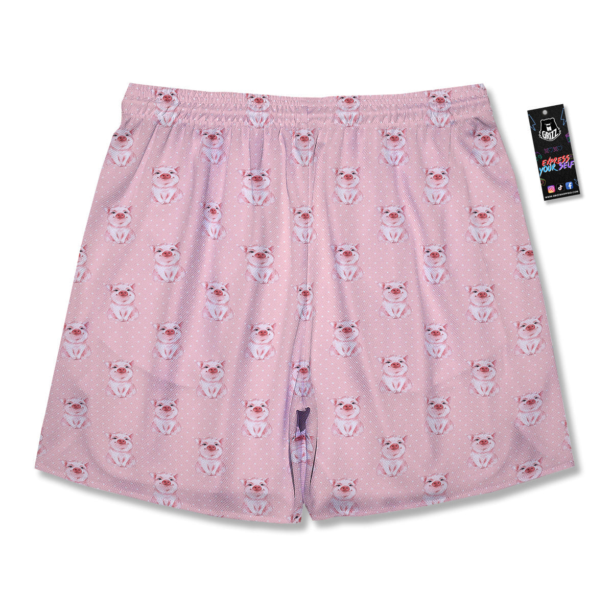 Little Pig And White Dots Print Pattern Men's Running Shorts-grizzshop