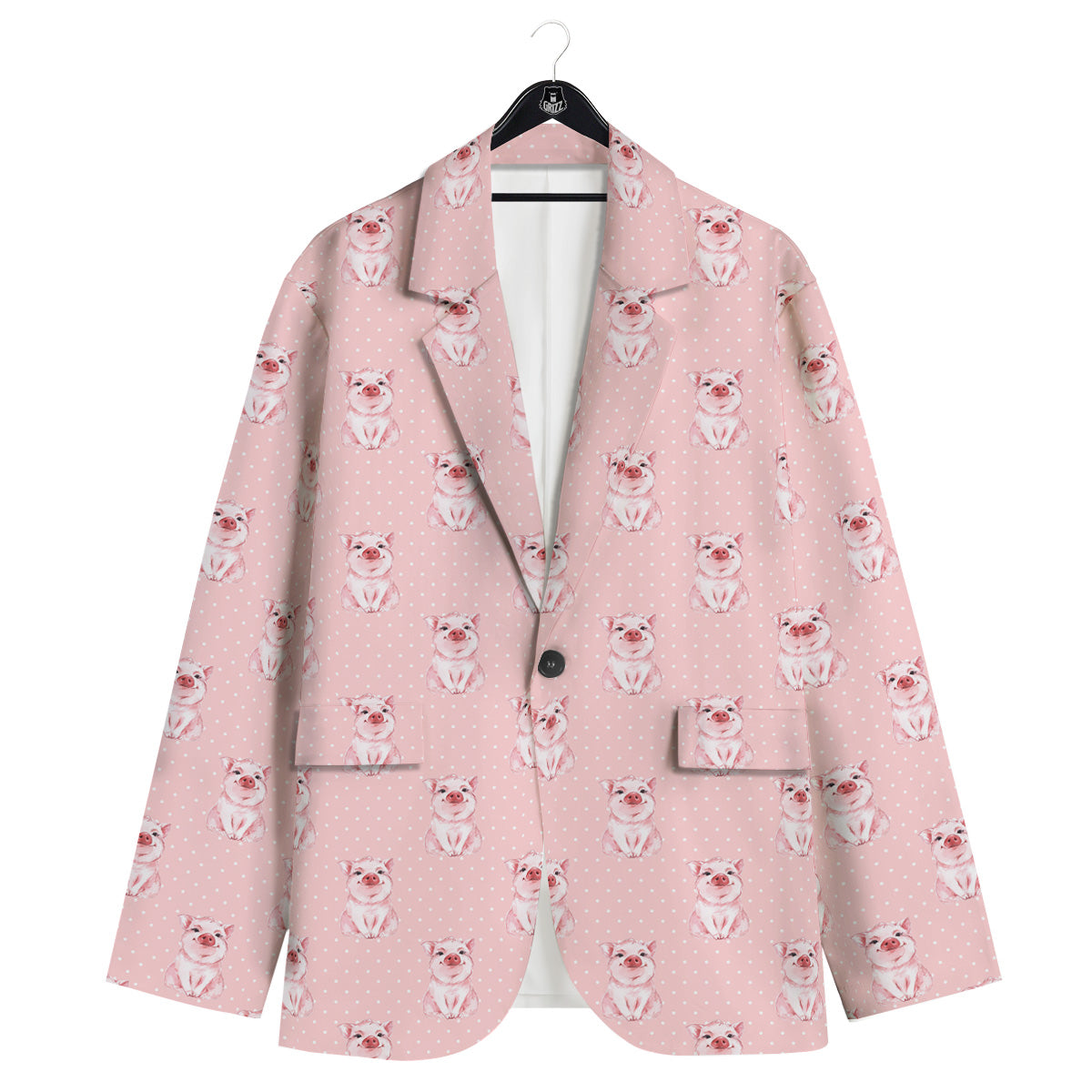 Little Pig And White Dots Print Pattern Men's Sport Coat-grizzshop