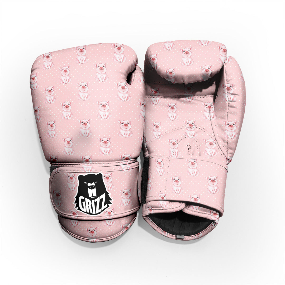 Little Pig And White Dots Print Pattern Pro Boxing Glove