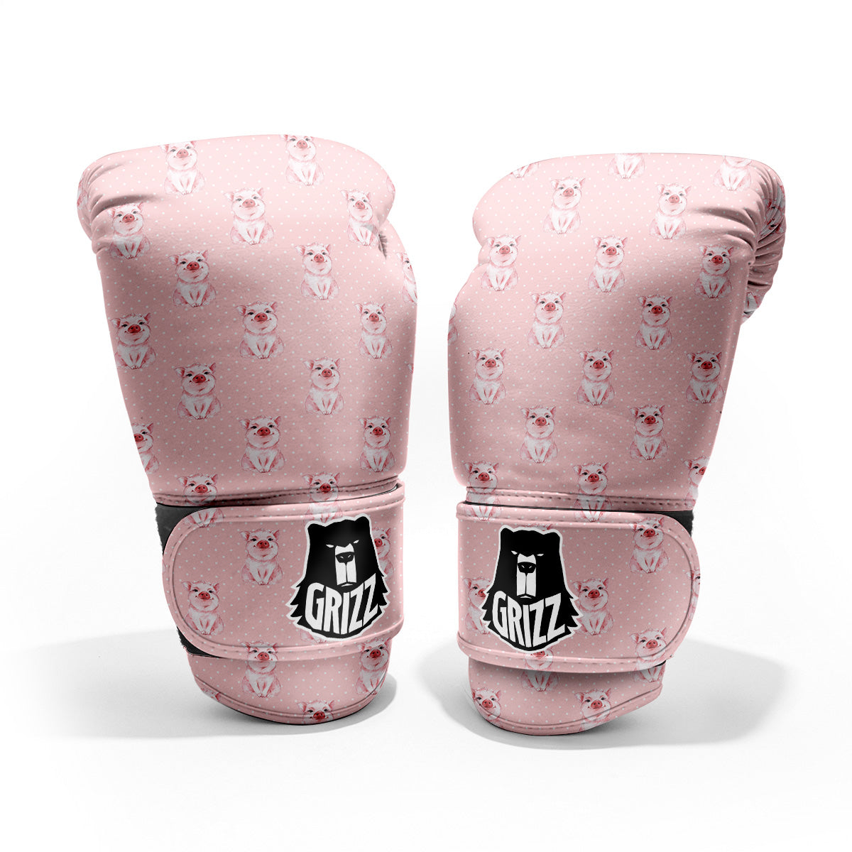 Little Pig And White Dots Print Pattern Pro Boxing Glove